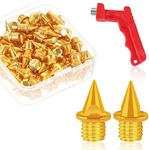 JULMELON 1/4 Inch Steel Track Spikes,60pcs Track Spikes with Spike Wrench for Track Shoes Field Sprinting Cross Country Short Running(Gold)