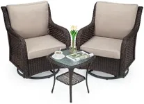 GAOMON Outdoor Wicker 360° Swivel Rocker Patio Chairs Set, Beige Cushions 1