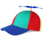 Aomig Propeller Hat, Adults Funny Helicopter Baseball Cap with Propellers, Colorful Patchwork Rainbow Propeller Cap, Summer Sun Protection Sun Hat Propeller Outdoor Hat for Fancy Dress Party Gifts