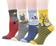 Cansok Wome Funny Happy Novelty Crew Anime Socks pack of 4 (Japanese Animation)