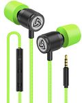 LUDOS ULTRA Wired Earbuds in-Ear Headphones, 5 Years Warranty, Earphones with Microphone, Noise Isolating Ear Buds, Memory Foam for iPhone, Samsung, School Students, Kids, Women, Small Ears - Green