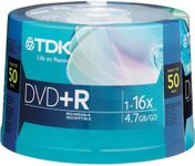 TDK 16X DVD+R 50 Pack Spindle, model # DVD+R47FCCB50*M