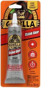 Gorilla Clear Grip - Fast Setting Contact Adhesive - Waterproof, Paintable Clear Glue for Indoor or Outdoor Application - Heavy Duty Shoe Repair Glue for Leather, Ceramics, Wood - 88ml/3oz (Pack of 1)