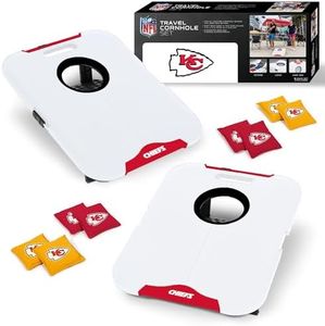 Wild Sports NFL Kansas City Chiefs Pro Football Allwetter Cornhole Set - Travel Bean Bag Toss Set Includes 8 Bean Bags