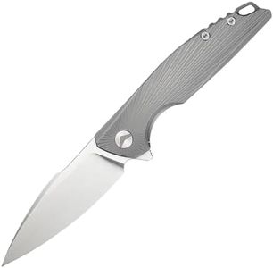 FerraMonster Folding Knife pocket knife EDC Knife With Clip Survival knife Hunting knife - M390 Steel Titanium Handle - Outdoor Hunting Hiking Survival Camping knife with Sheath Gifts For Men (Grey)