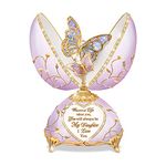 The Bradford Exchange Daughter, Wherever Life Takes You Porcelain Faberge-Inspired Egg-Shaped Music Box Featuring 80 Hand-Set Jewels & Adorned with 22K Gold-Plated Accents