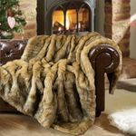 BATTILO HOME Ochre Faux Fur Throw Blankets 50"x60" Luxury Decorative Fuzzy Warm Cozy Fake Fur Blanket for Bed Sofa Couch