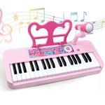 Kids Piano Keyboard Toy for Girls - 37 Keys Pink Toddler Piano with Microphone and Two Speakers, Electronics Musical Instrument,Christmas Birthday Gifts for Kids 3 4 5 6 7 8 Year Old Boys and Girls