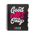 TheYaYaCafe New Year Gifts Printed A5 Size,70 GSM,300 Ruled Pages Wirebound Notebook Motivational Quote - Good Vibes Only 2022 White Red