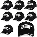 Ramede 8 Pcs Security Hat Baseball Ball Cap Embroidered Cotton Adjustable Security Cap for Men Women Accessories (Black White)