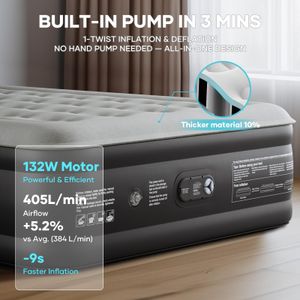 OlarHike Double Air Mattress – Black Inflatable Bed