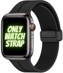 PEFKO PFO01 Tang Buckle Magnetic Clasp Watch Straps/Bands Compatible with Apple iWatch Strap 38mm 40mm 41mm 49mm 45mm 44mm 42mm For Men Women Unisex【 Only Strap for Apple iWatch Watch NOT Included 】 (BLACK, [ 38MM 40MM 41MM ])