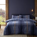 Catherine Lansfield Brushed Cotton Melrose Tweed Check Reversible Double Duvet Cover Set with Pillowcases Blue