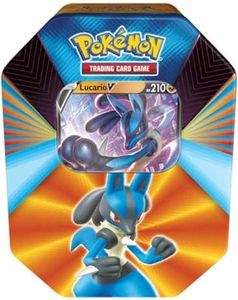 Pokémon | V Forces Tin - Lucario V, Galarian Slowbro V or Mew V (One at Random) | Card Game | Ages 6+ | 2 Players | 10+ Minutes Playing Time