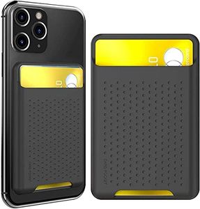 AhaStyle Strong Adhesive Phone Credit Card Holder, Slim Phone Wallet Stick On Silicone Card Pouch Sleeve Compatible with iPhone/Android/Samsung Galaxy (Black)