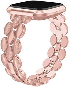 TOYOUTHS Metal Link Compatible with Fitbit Versa 2 Watch Band/Versa Lite/Versa Bands for Women Stylish Dressy Strap Bracelet Replacement Wristbands Accessories for Versa 2 Special Edition, Rose Gold