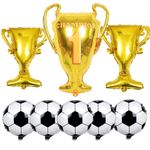 8 Pcs Football Trophy Balloon Set, Champion Trophy Balloons, Soccer Balloons Football Balloon Football Decorations Foil Star Balloons for Boys Kids Football Match Fans Party Birthday Decorations