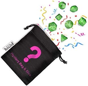 Surprise Me Mystery Dice Set with Free Printed Dice Bag - Includes One Matching and Complete 7 Piece Polyhedral Dice Set and One Printed Dice Bag