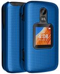 NakedcellPhone Case for Alcatel TCL Flip 2 Phone (2022), [Grid Texture] Slim Hard Shell Protector Cover for T408DL / TFALT408DCP - Cobalt Blue