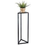MyGift 36-inch Triangular Torched Wood & Black Metal Frame Flower Rack Plant Stand/Corner Accent Table