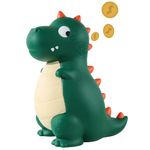 Dinosaur Piggy Bank, Briuhap Plastic Shatterproof Money Coin Bank, Cute Kids Piggy Bank for Boys Girls, Great Gifts for Birthday, Christmas, Baby Shower
