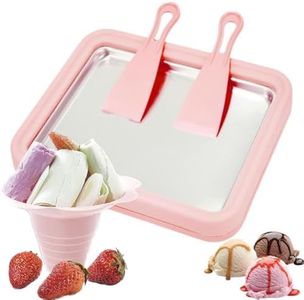 Wtrtr Ice Cream Roller Maker，Ice Cream Roll Dessert at Home，Ice Plate Ice Cream Roller Plate Anti-Griddle Pan with 2 Spatulas Easy Homemade Rolled Ice Cream, Frozen Treat Maker (Rectangle pink)