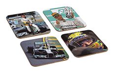 Lewis Hamilton Mercedes F1 Legend 4 Piece Wooden Coaster Set
