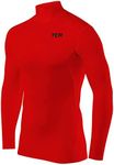 TCA Boys' HyperFusion Compression Base Layer Top Long Sleeve Under Shirt - Mock Neck - High Risk Red, 8-10 Years (Boys Medium)