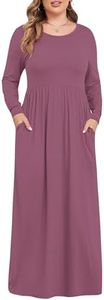 KARALIN Women's Plus Size Maxi Dresses for Curvy Women Long Sleeve Casual Dress Mauve 18W