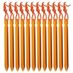 12pcs Aluminum Tent Stakes, Lightweight Tent Pegs for Outdoor Ground Camping Gardening Canopy, Pitching Camping Tent, Heavy Duty (Golden)