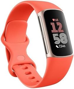 Fitbit Charge 6 Fitness Tracker with Google apps, Heart Rate on Exercise Equipment, 6-Months Premium Membership Included, GPS, Health Tools and More, Gold/Coral, One Size (S & L Bands Included)