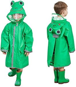 Kids Rain Wear,3D Cartoon Children Toddler Raincoat Jacket Poncho for Boy Girl, Green, Medium