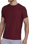 TCA Galaxy 4D-Stretch Mens Gym, Running, Training T Shirt - Gym Tops for Men, Running Top Men, Gym T Shirts Men - Cabernet, XL