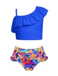 Arshiner Girls Swimsuit Ruffles Flounce Printed Two Pieces Bikini Set Swimwear Bathing Suits