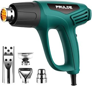 PRULDE Heat Gun, 1500W Dual Temperature Settings 572°F~1112°F Fast Heating Hot Air Gun with 6.5Ft Power Cord/4 Nozzles/Overload Protection for Crafts, Shrink Wrapping/Tubing, Paint Removing(N2190)