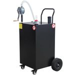 Huloretions Heavy Duty Fuel Caddy - 50 Gallon Steel Gasoline Fuel Transfer Tank with Reversible Rotary Hand Pump - Flat-Free Wheels - Durable Storage for Cars, Trucks, Boats, ATVs, Mowers, Generators - 50 Gallons Black