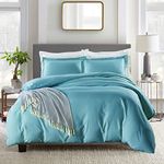 Home Beyond & HB design - 3-Piece Duvet Cover Set, 1 Duvet Cover with Zipper Closure Corner Ties Plus 2 Pillow Shams, Ultra Soft Lightweight Brushed Microfiber - King, Blue