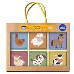 Mini Leaves 2 Piece Puzzle for Kids- Farm Animals Jigsaw Puzzle - Set of 6 Wooden Puzzles for Kids - Educational Toys for 2 Year Old and above - Safe & Durable Pre-School Toys for Kids