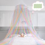 FIOBEE Bed Canopy for Girls Canopy Bed Curtains Mosquito Net Princess Room DÃƒ©cor with Stars for Baby Crib Kids Bedroom, Rainbow