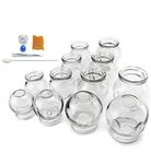 拔罐 13 pcs Thick Medical Grade Glass Cupping Therapy Set (12pcs Multiple Sizes) + Portable Silicone (1pc) / fire Glass Cupping jar for Professionals KT00092+KT00104-16 Piece Set