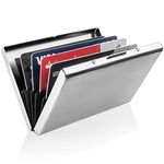 Ultra-slim Metal Brushed Steel RFID Blocking Wallet Slim Anti-Scan Contactless Keyless Credit Card Holder, gray or silver, Multi-color Multifunctional