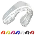 SAFEJAWZ Mouthguard Strapless Slim Fit, Adults and Junior with Case for Boxing, Basketball, Football, MMA, Martial Arts, Hockey and All Contact Sports (Junior (<11 Years), Clear)