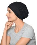 SAKUCHI Chemo Silky Soft Slouchy Snood Bamboo Cap Beanie for Women Cancer Hair Loss Turban Hat Black