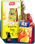 PIC Fruit fly trap and vinegar fly trap - 4x Glue Traps with 2 Attractant Containers, Effective Fly traps indoor for home use - Suitable for kitchen - Up to 8 weeks