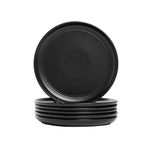 10 Strawberry Street Double Line 8.25" Salad Plate, Set of 6, Matte Black