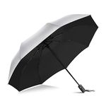 ZOMAKE Travel Umbrella Anti UV - Parapluie Compact Solide Packable Umbrellas Compact Sun Protection UPF 50+ UVA/UVB Automatic Small Foldable Umbrellas Windproof for Rain(Sliver&Black)