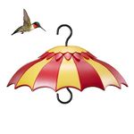 Bird Feeder Baffle 14" with Ant Moat, Beserie Large Bird Feeder Rain Guard Cover with Ant Guard & Shepherd Hooks, Attract Hummingbirds & Anti Squirrel/Sun/Rain/Snow/Ants (Red-Yellow, 14 inches, 35cm)