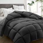 HYLEORY All Season Full Size Bed Comforter - Cooling Down Alternative Quilted Duvet Insert with Corner Tabs - Winter Warm - Machine Washable - Hypoallergenic - Dark Grey