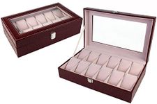 Styleys Faux Leather 12 Grids Watch Box Watch Organizer Box Watch Case For Men Women Watch Storage Box (Crocodile Wine Red, W13)