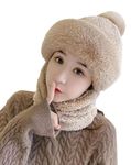 Fashionio® - Unisex Fur Fleece Winter Beanie/Full Face Cap Attached Neck Warmer/Woolen Balaclava Neck Warmer Scarf Casual Cap | Freesize | Beige